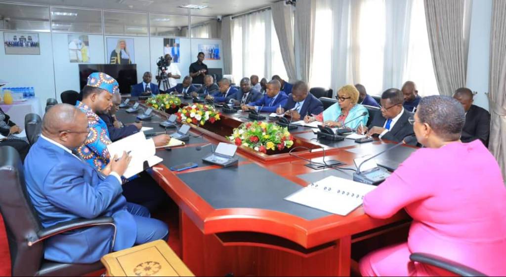 The speaker of the parliament of Uganda Rt Hon Anita Annet Among meeting a delegation of MPs from the DRC
