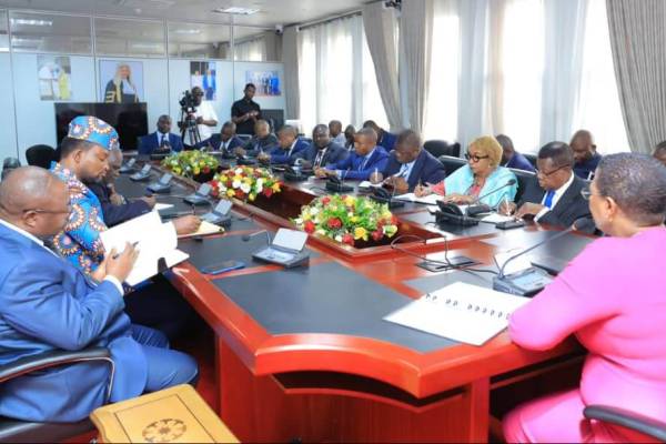 The speaker of the parliament of Uganda Rt Hon Anita Annet Among meeting a delegation of MPs from the DRC