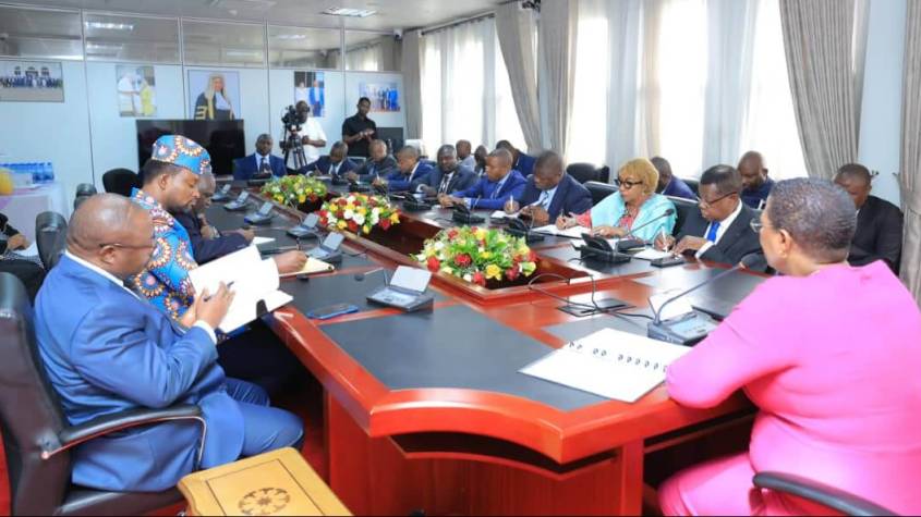 The speaker of the parliament of Uganda Rt Hon Anita Annet Among meeting a delegation of MPs from the DRC