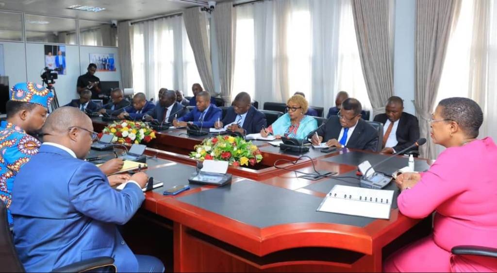 The speaker of the parliament of Uganda Rt Hon Anita Annet Among meeting a delegation of MPs from the DRC