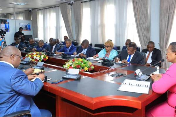 The speaker of the parliament of Uganda Rt Hon Anita Annet Among meeting a delegation of MPs from the DRC