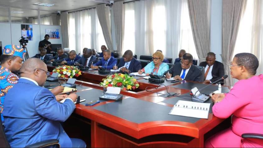 The speaker of the parliament of Uganda Rt Hon Anita Annet Among meeting a delegation of MPs from the DRC
