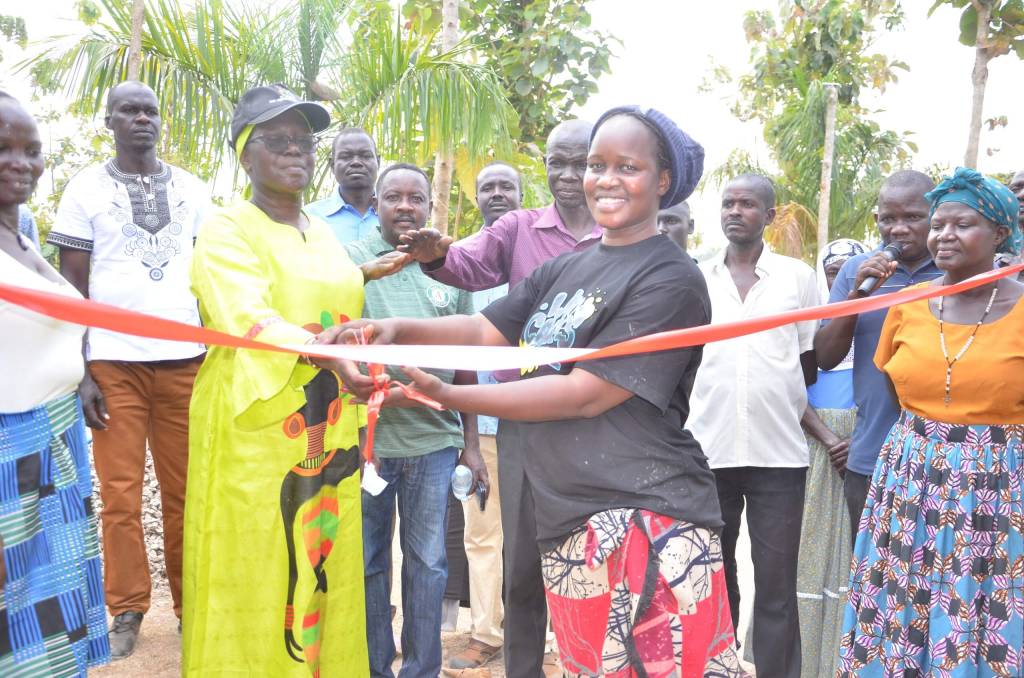  Ms Alice Akello, Commissioner in charge of RDCs, Northern Region and Dewilo Fish farm’s CEO, Ms Fiona Acayo breaking ground for the fish hatchery