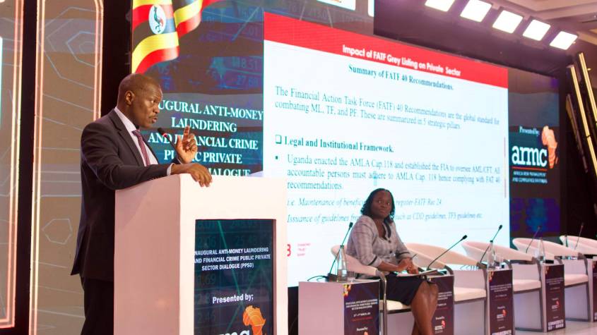 Godfrey Sebaana, CEO of Diamond Trust Bank speaking at the event.