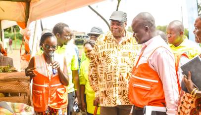 Inspection of Farmers Stalls at the event with Hon. Minister for Karamoja Affairs, Peter Lokeris