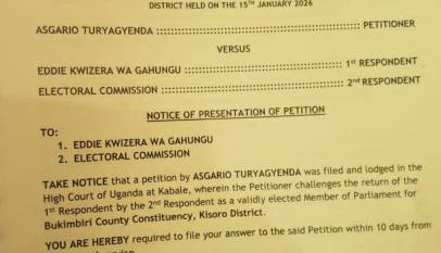 Turyagyenda petitions court, demands Kwizera's victory nullified
