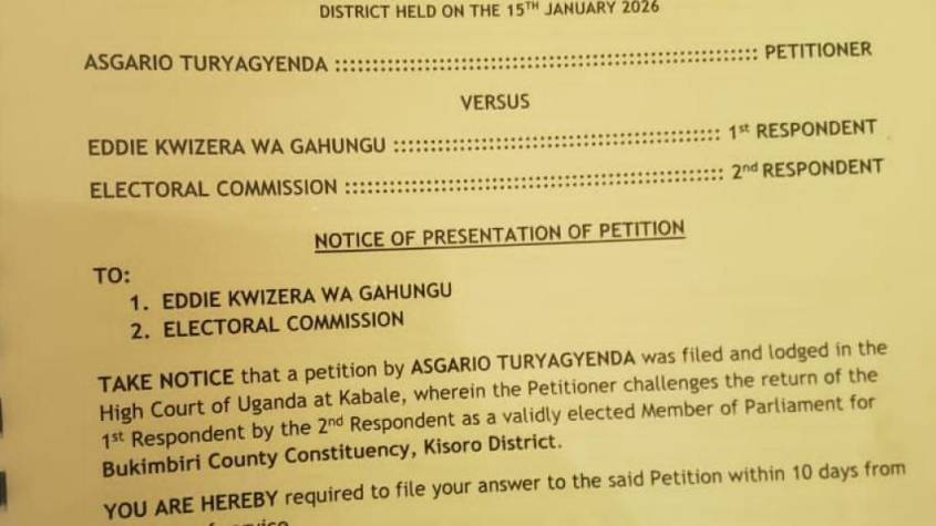 Turyagyenda petitions court, demands Kwizera's victory nullified
