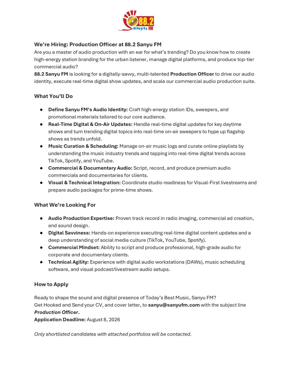 Job Advert_Production Officer
